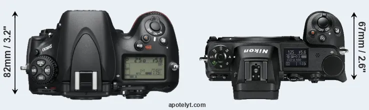 Compare D800 versus Z6 top