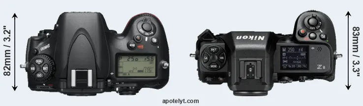 Compare D800 versus Z8 top