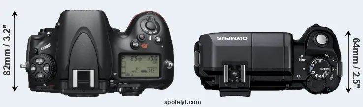 Compare D800 versus E-300 top
