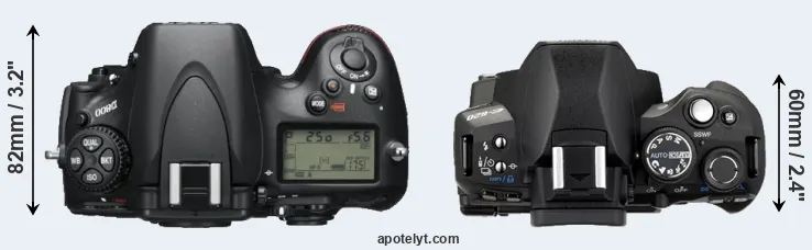 Compare D800 versus E-620 top