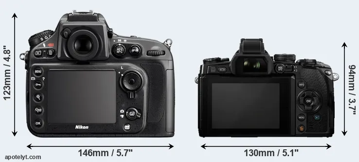 Comparison D800 or E-M1 rear