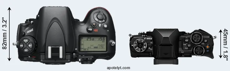 Compare D800 versus E-M5 II top