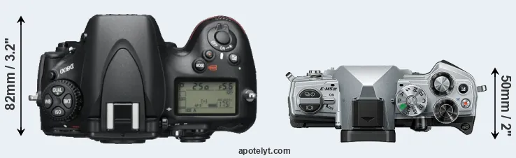 Compare D800 versus E-M5 III top