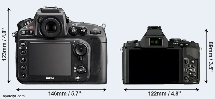 Comparison D800 or E-M5 rear