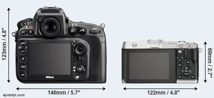 Comparison D800 or E-P5 rear