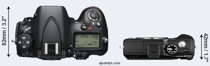 Compare D800 versus E-PL2 top