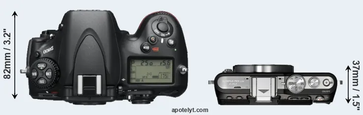Compare D800 versus E-PL3 top