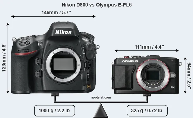 Size Nikon D800 vs Olympus E-PL6