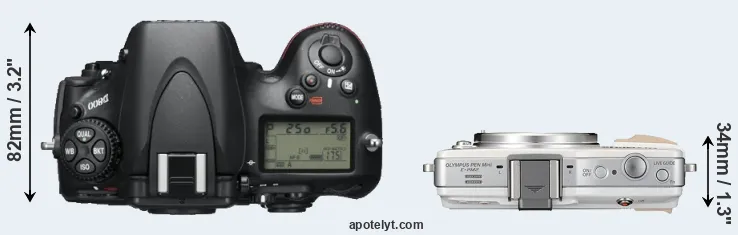 Compare D800 versus E-PM2 top