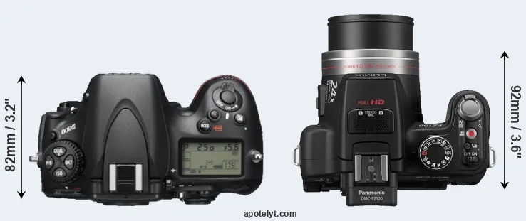 Compare D800 versus FZ100 top