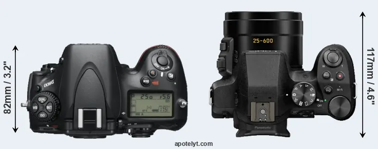 Compare D800 versus FZ300 top