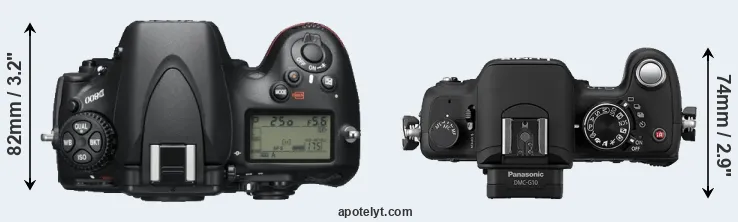 Compare D800 versus G10 top