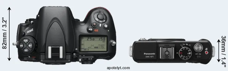 Compare D800 versus GF1 top