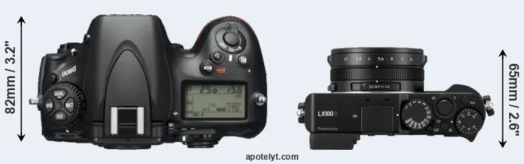 Compare D800 versus LX100 II top