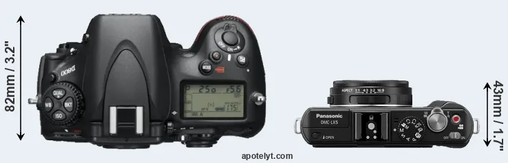 Compare D800 versus LX5 top