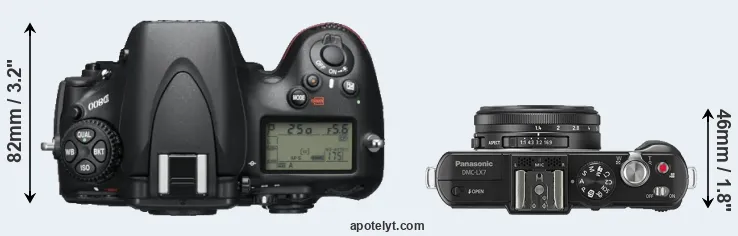 Compare D800 versus LX7 top