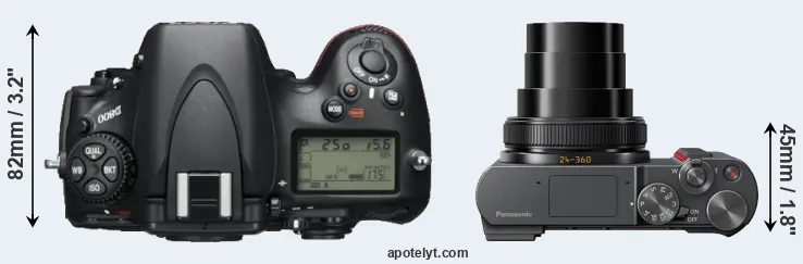 Compare D800 versus TZ200 top