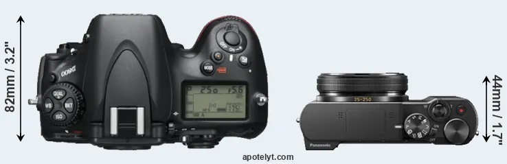 Compare D800 versus ZS100 top