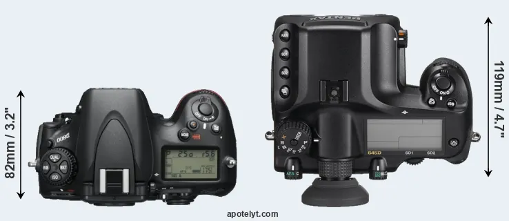 Compare D800 versus 645D top
