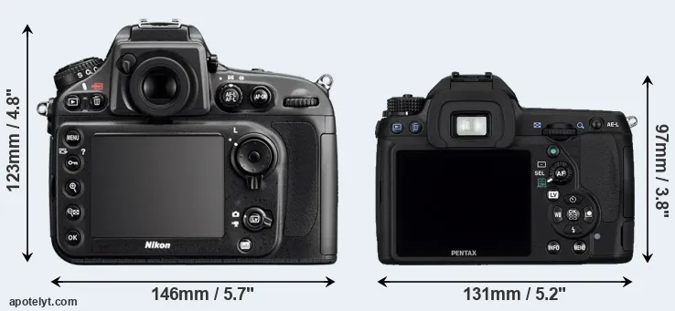 Comparison D800 or K-5 rear