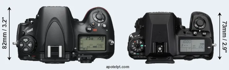 Compare D800 versus K-5 top