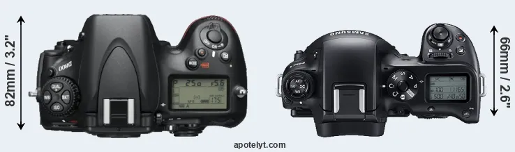 Compare D800 versus NX1 top