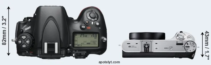 Compare D800 versus NX500 top