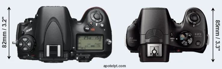 Compare D800 versus A3000 top