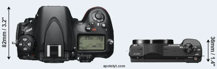 Compare D800 versus A5100 top
