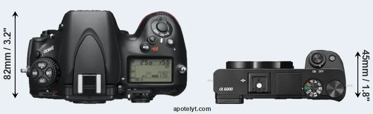 Compare D800 versus A6000 top