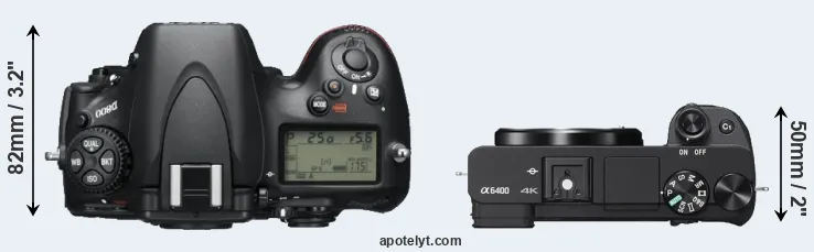 Compare D800 versus A6400 top