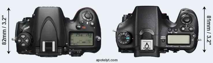 Compare D800 versus A77 II top