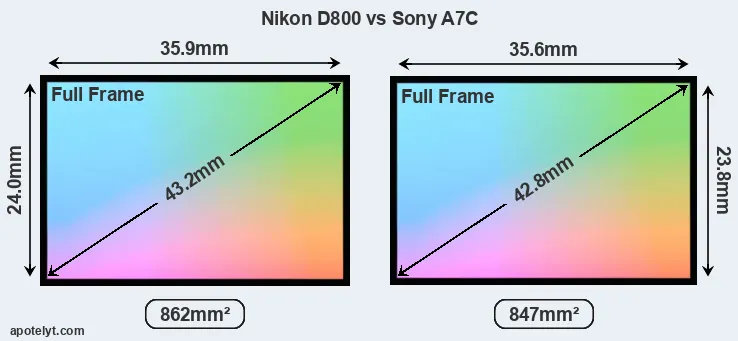 Nikon D800 and Sony A7C sensor measures