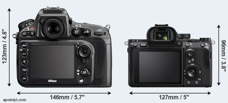 Comparison D800 or A7R IIIA rear