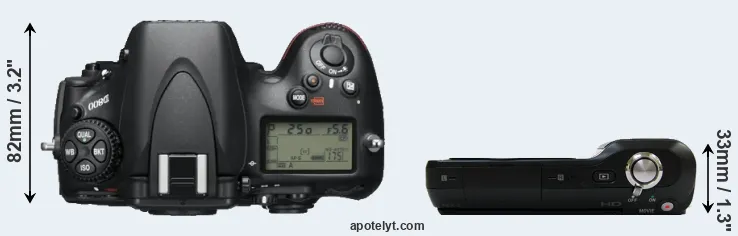 Compare D800 versus NEX-3 top