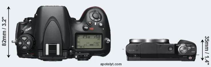 Compare D800 versus NEX-3N top