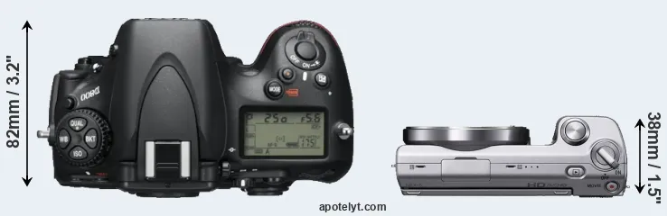 Compare D800 versus NEX-5 top