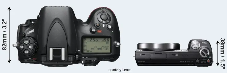 Compare D800 versus NEX-5N top