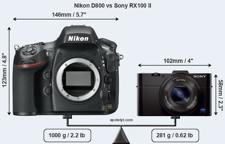 Size Nikon D800 vs Sony RX100 II