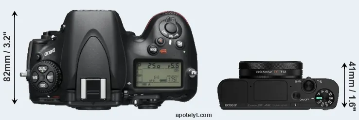Compare D800 versus RX100 IV top