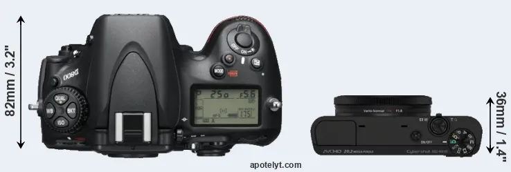 Compare D800 versus RX100 top