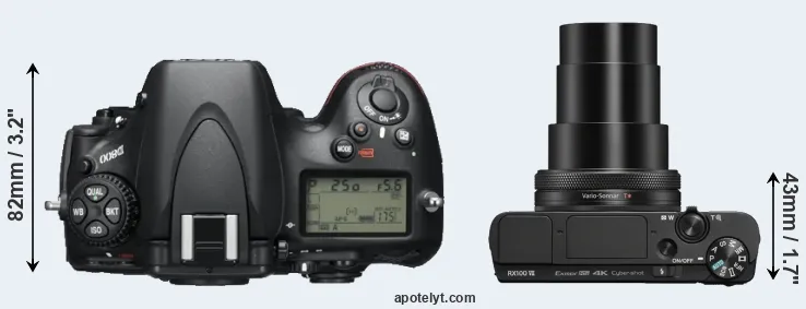 Compare D800 versus RX100 VII top