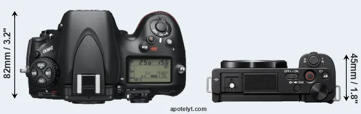 Compare D800 versus ZV-E10 top