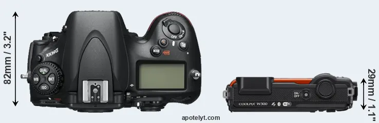 Compare D800E versus W300 top