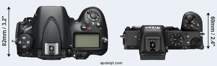 Compare D800E versus Z50 top