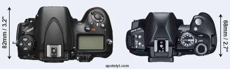 Compare D800E versus E-510 top