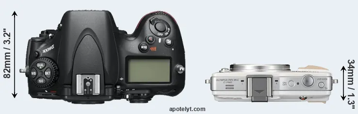 Compare D800E versus E-PM2 top