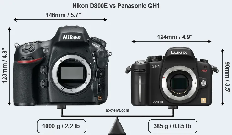 Size Nikon D800E vs Panasonic GH1