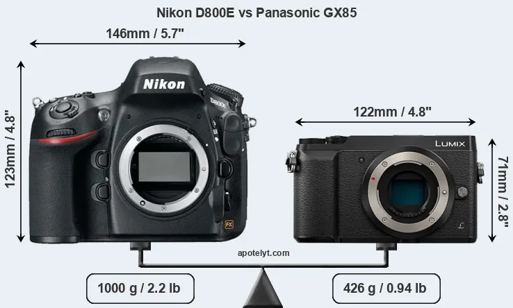 Size Nikon D800E vs Panasonic GX85