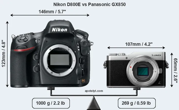 Size Nikon D800E vs Panasonic GX850
